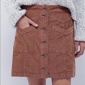 Free People corduroy short button skirt, brown, size 4